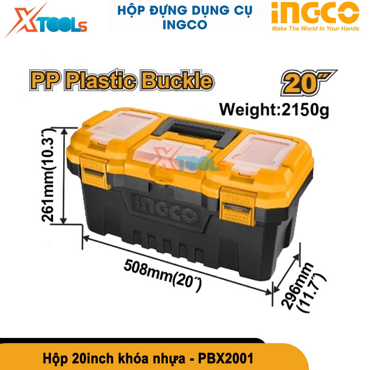 Containers for Đồ craft versatile ingco 14-17-20 inch | box craft/instrument 5 compartment plastic pp high bearing, anti-impact, metal lock or lock iron [genuine] [XTools]