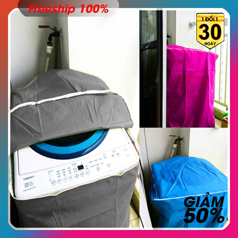 Bọc trùm máy giặt - Vải dù - Chống bụi - Kháng nước - Chống xước Hàng tiêu chuẩn - Có 3 mặt - Dây ràng - Sài khóa kéo - Bảo hành 3 tháng - Kèm video sản phẩm