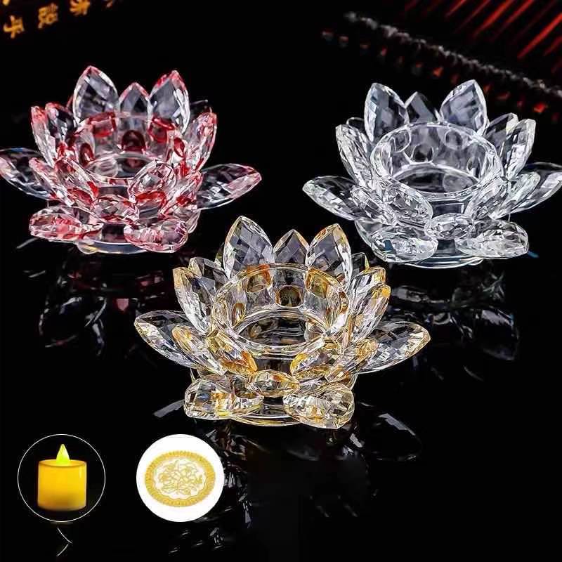 Đế nến pha lê hoa sen thấp