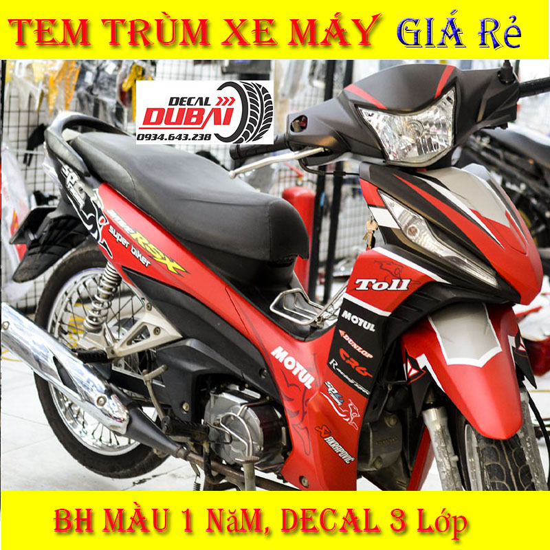 Tem Trùm Wave RSX Đen Đỏ Motul