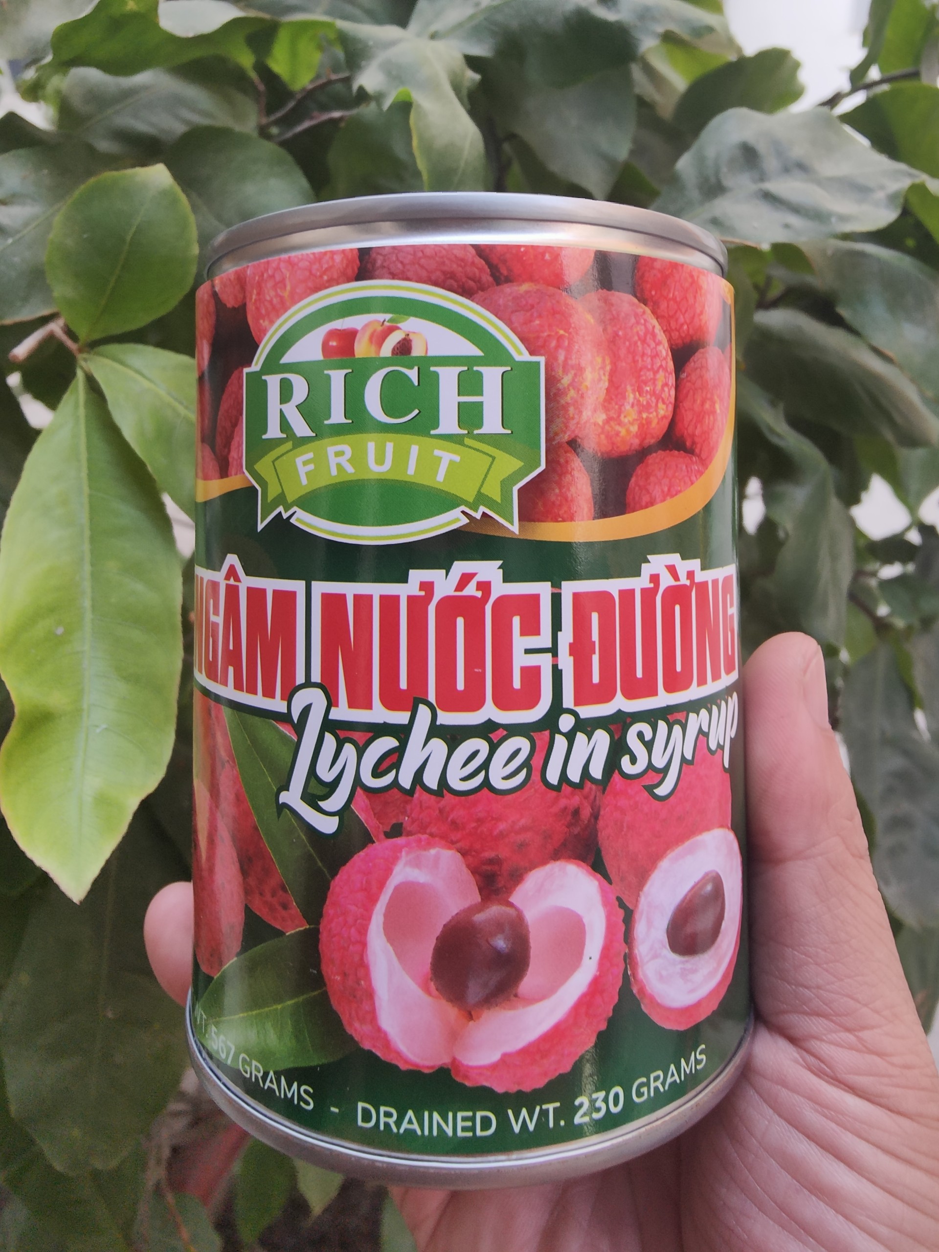 Vải ngâm đường Rich - Lon 565gr