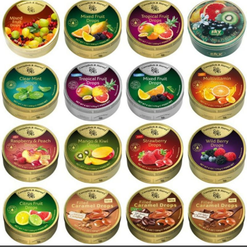(20 vị) Kẹo trái cây Cavendish & Harvey hộp 200gr Đức