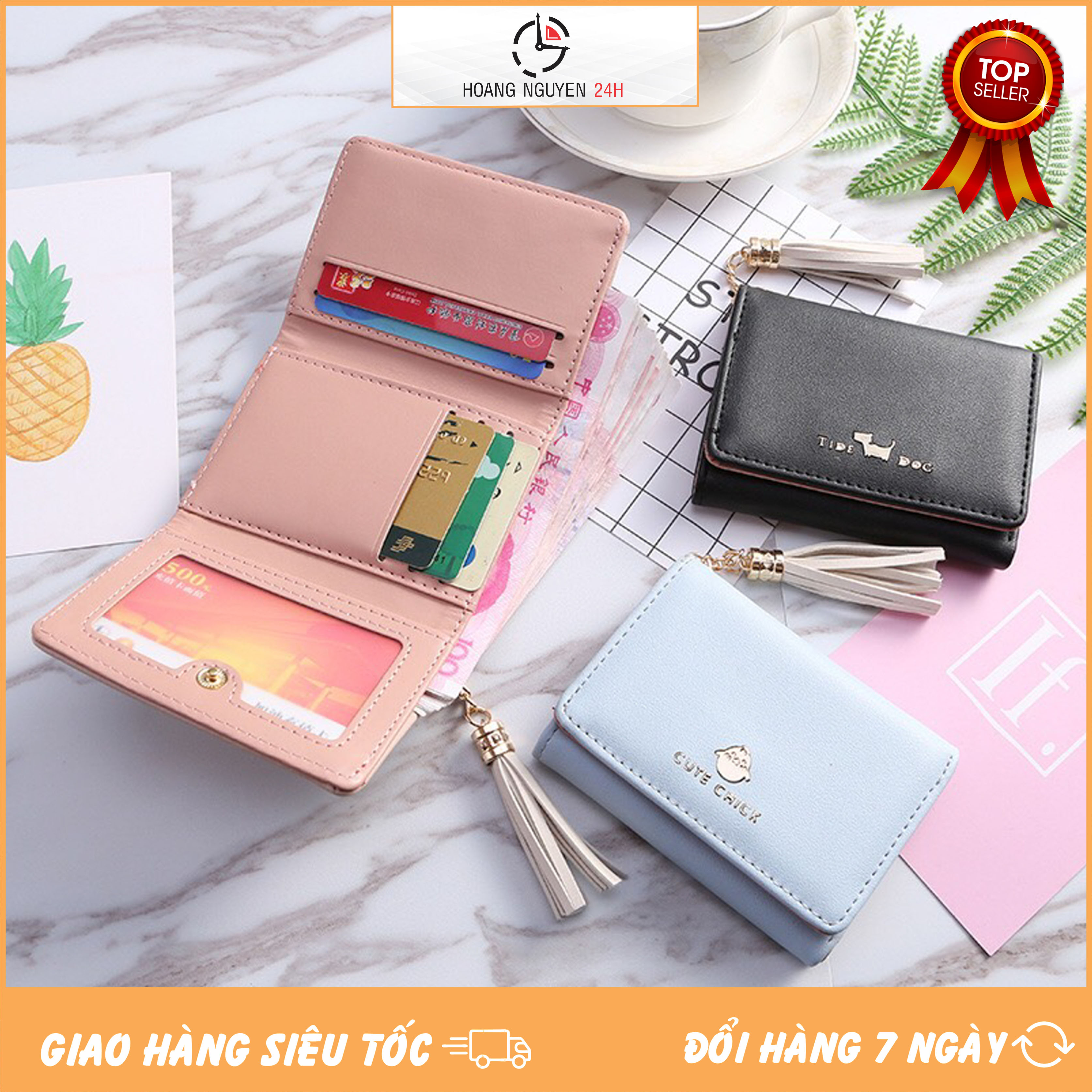 Ví Ngắn Nữ Mini CUTE CHICK & LOVE CAT 252 Dễ Thương Cực Đẹp