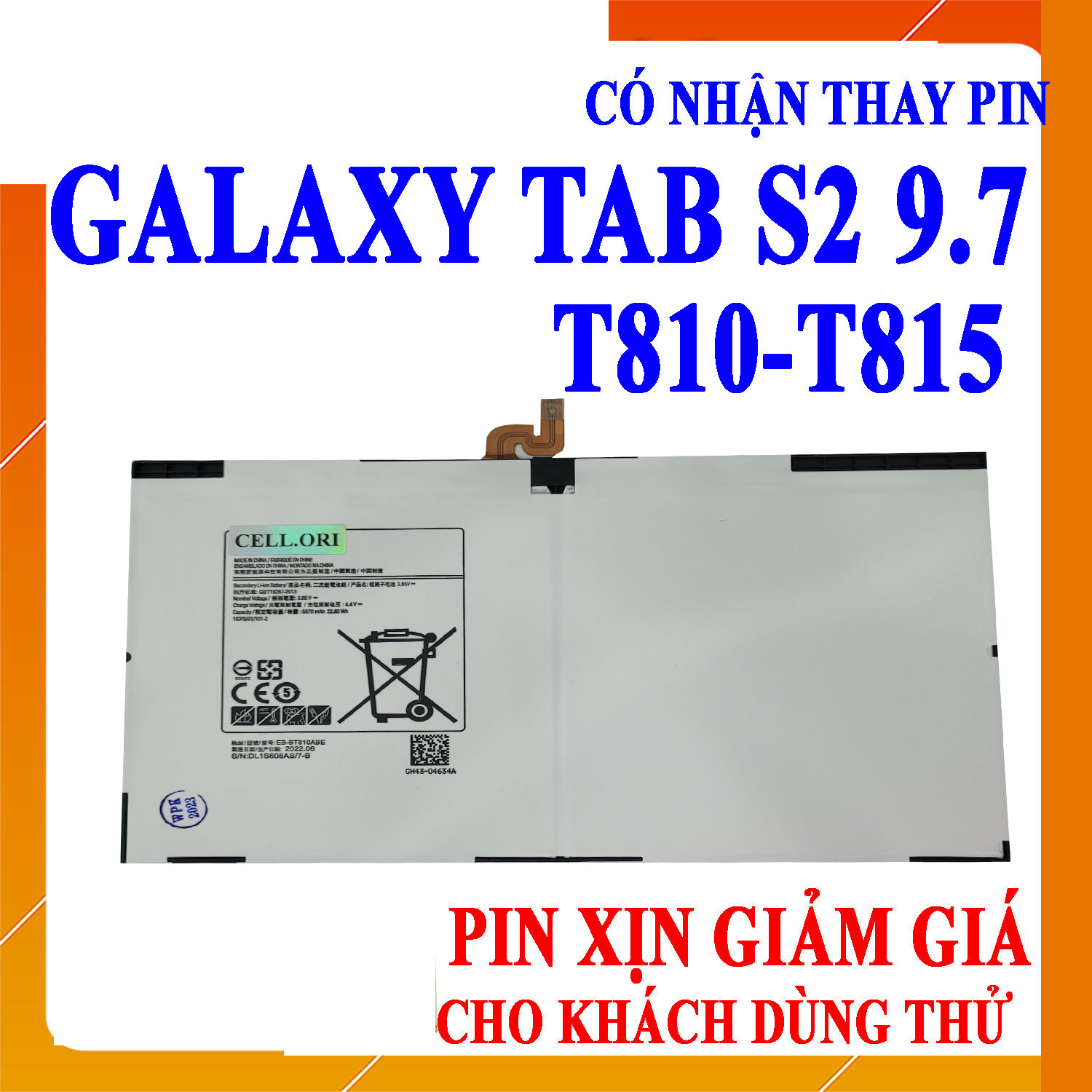Pin Scud cho Samsung Galaxy Tab S2 9.7 (T815, T810) - 5870mAh (Trắng)