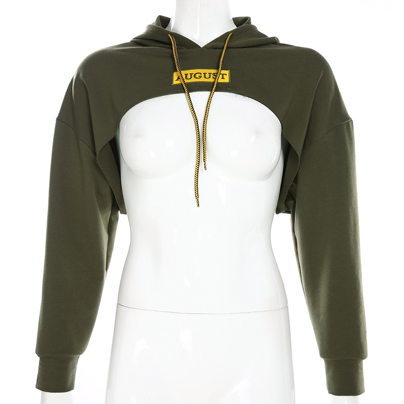 Áo Hoodie Cut Out Xanh Rêu