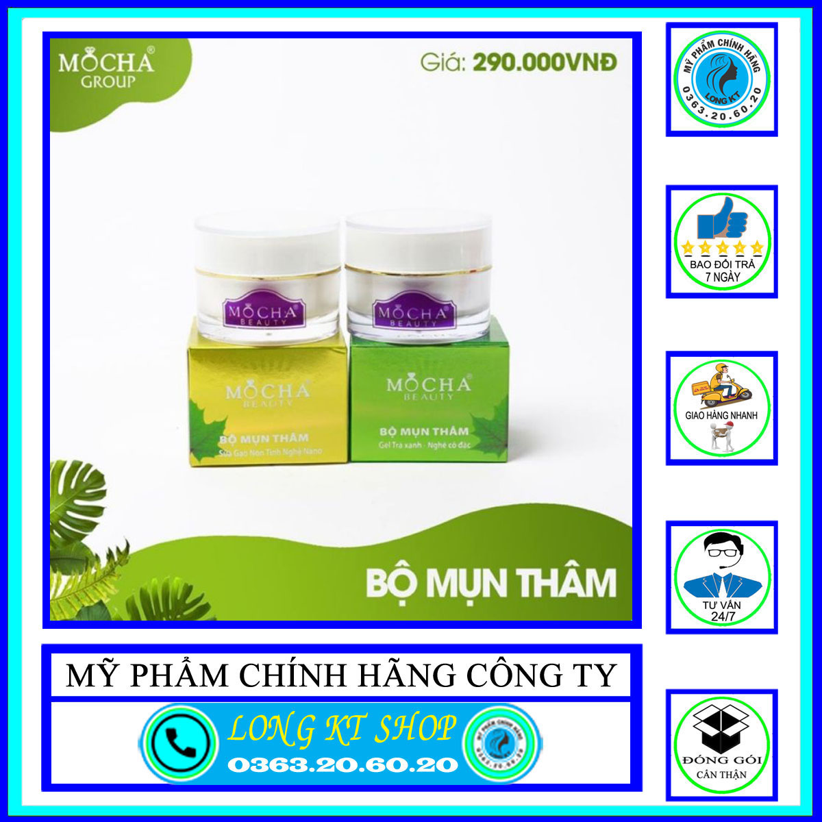 [Mocha beauty] Bộ đôi Kem Trị Mụn Đông Y Mocha 2 Hộp 60gr