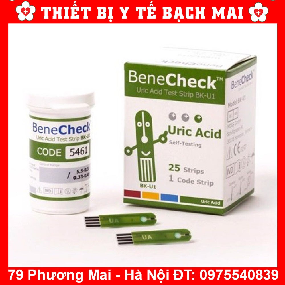 Que thử acid uric gout cho máy đo benecheck plus hộp 25 que