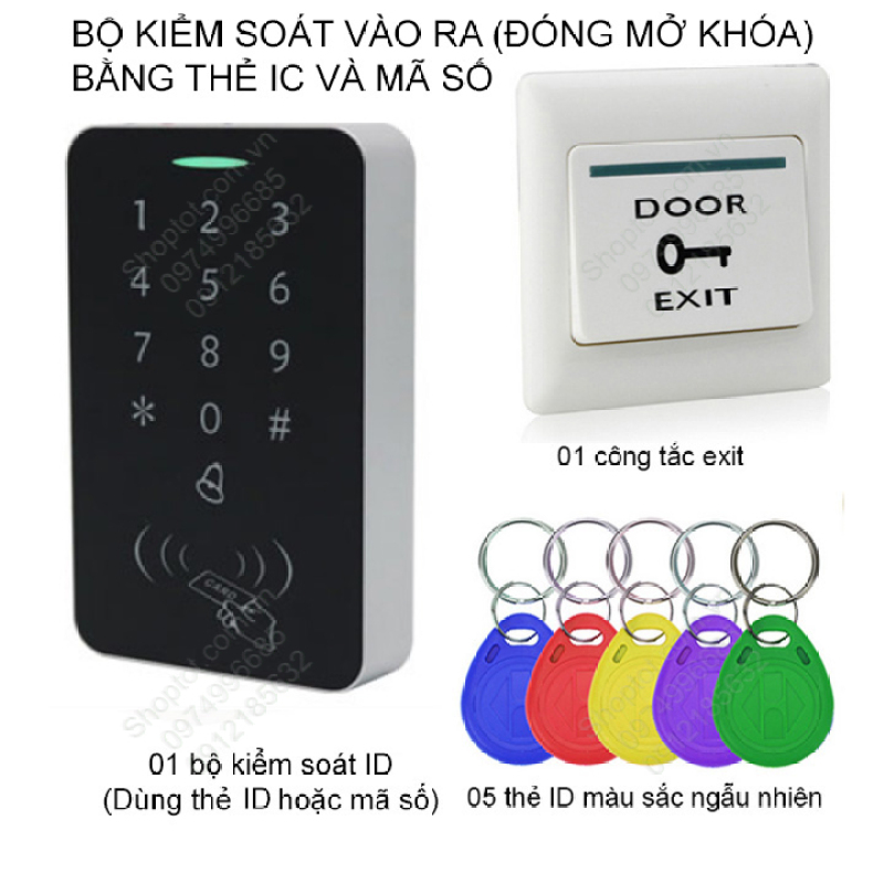 Bảng giá Bộ kiểm soát ra vào Access control, mở khóa điện từ bằng thẻ IC-ID tùy chọn-mã số, kèm 5 thẻ ID-IC và công tắc exit