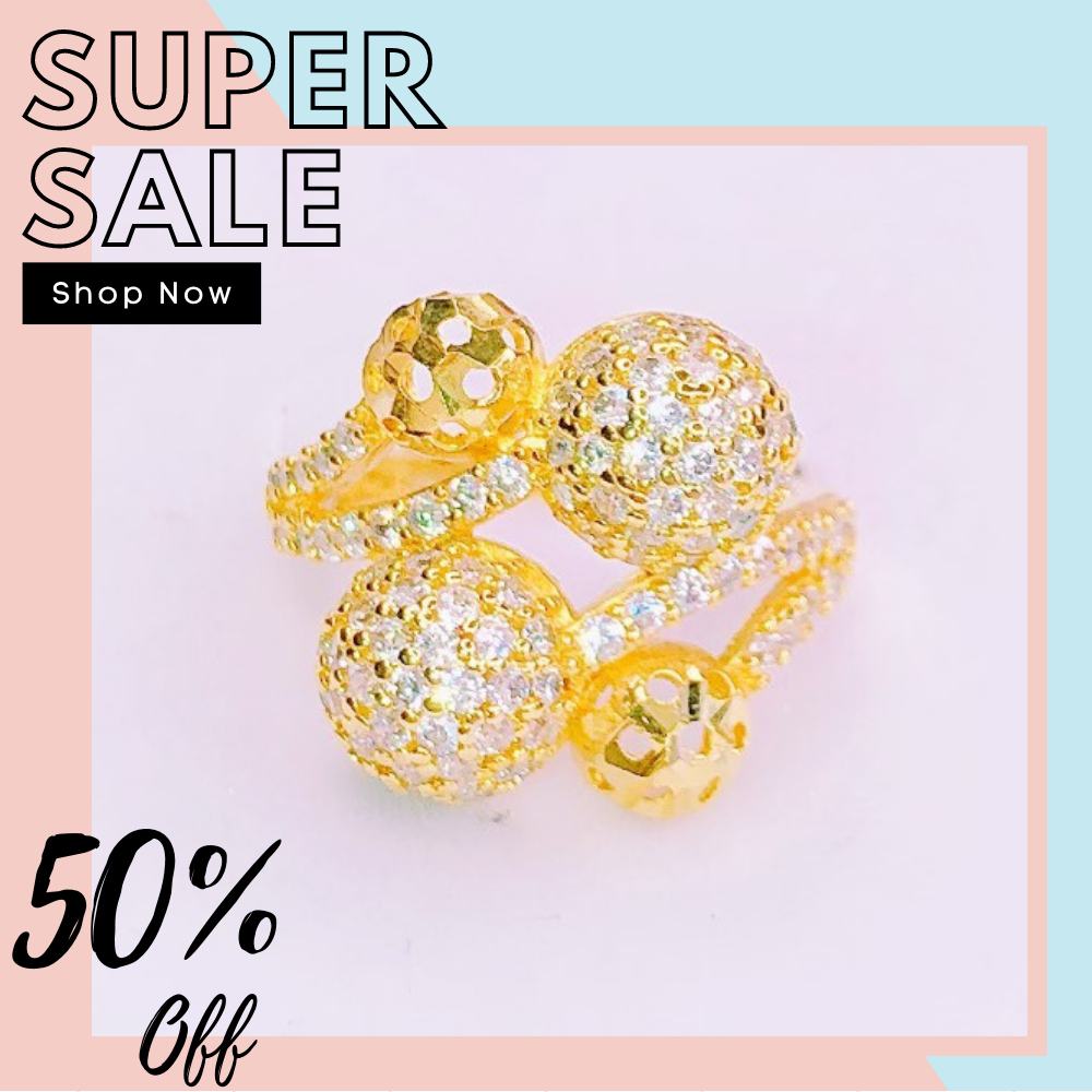 Nhẫn vàng nữ, nhẫn mạ vàng thật cao cấp đá pha lê đính ngọc tú cầu 4 châu Trang sức Miga NL099 - dùng đi tiệc cực kì sang chảnh