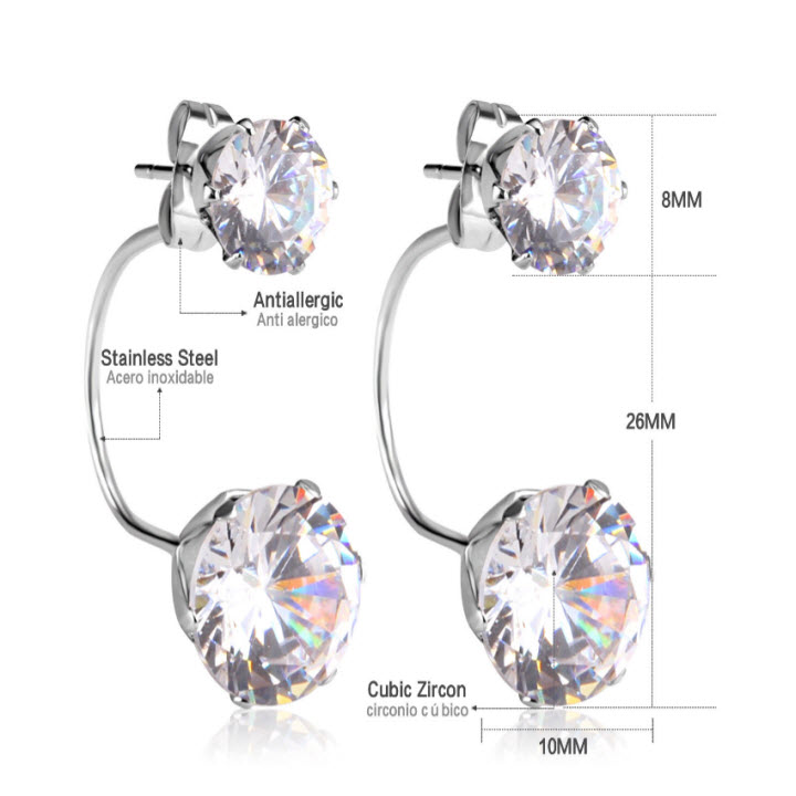 Women necklaces stainless steel đẹp that cheap face 2 stones zircon style Wire Me-commitment 1 Đổi 1 if Hoen, rust