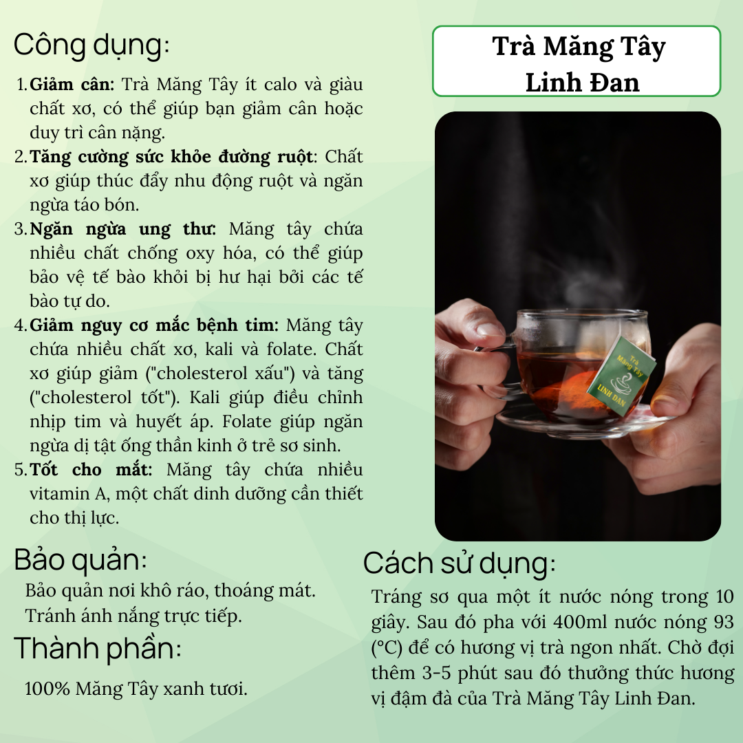 50 tép 100gr Trà Măng Tây Linh Đan