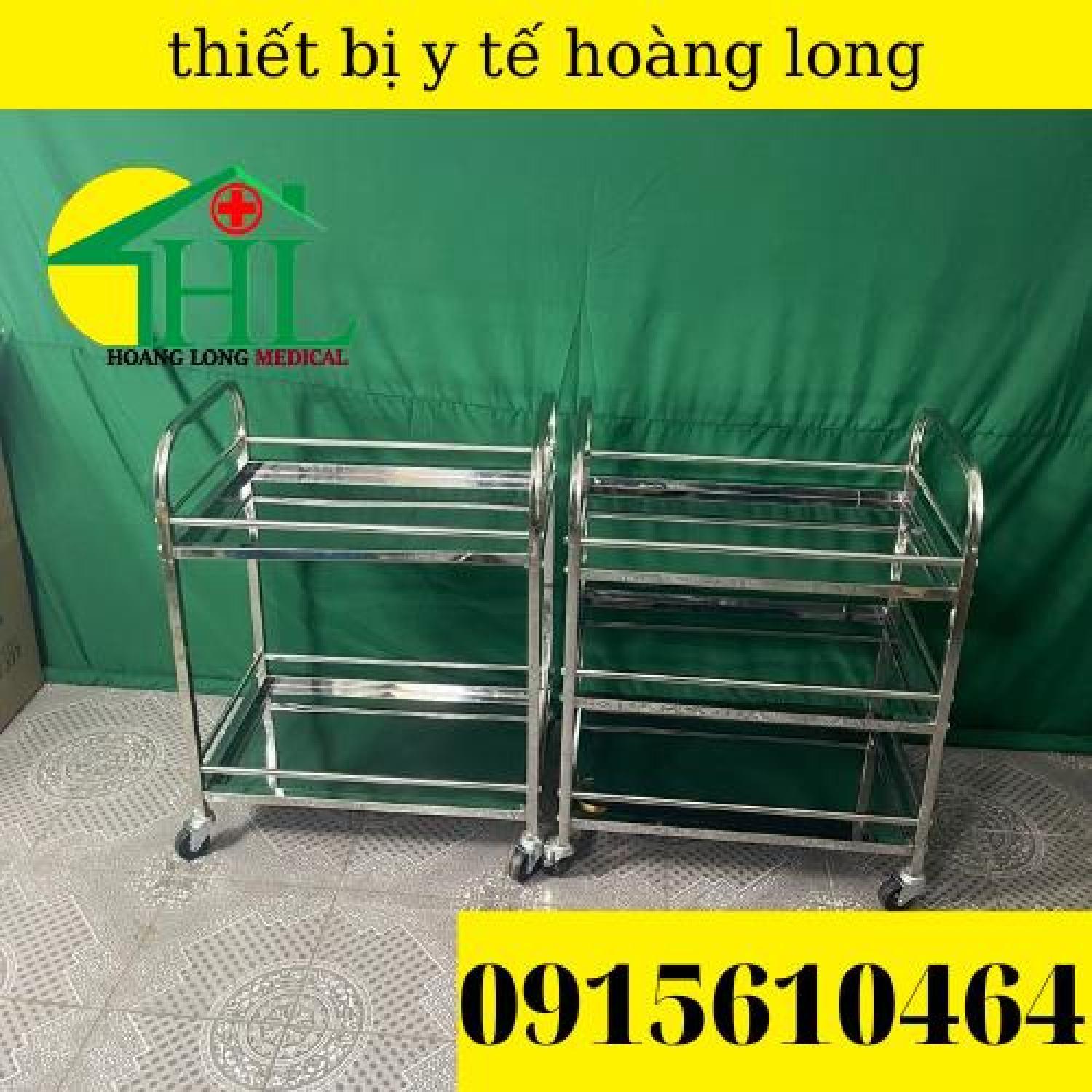 Xe Tiêm 3 Tầng Inox - Xe Đẩy Inox