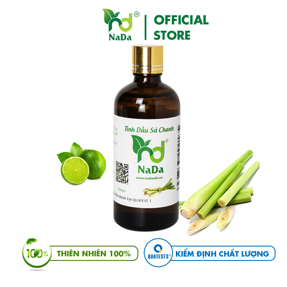 Tinh dầu Sả chanh nguyên chất Nada | Kiểm định QT3 | Khử mùi tạo hương đuổi muỗi giảm stress