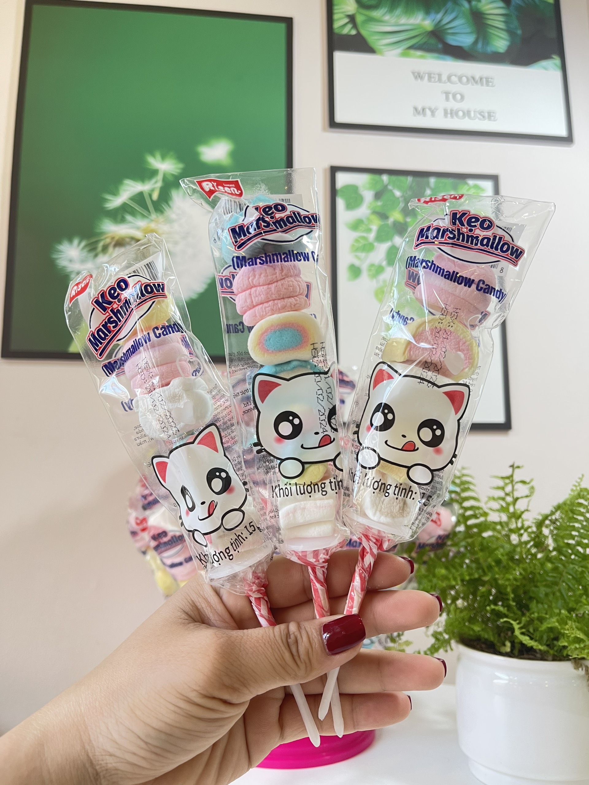 Kẹo dẻo xiên hambuger, kẹo dẻo bông gòn