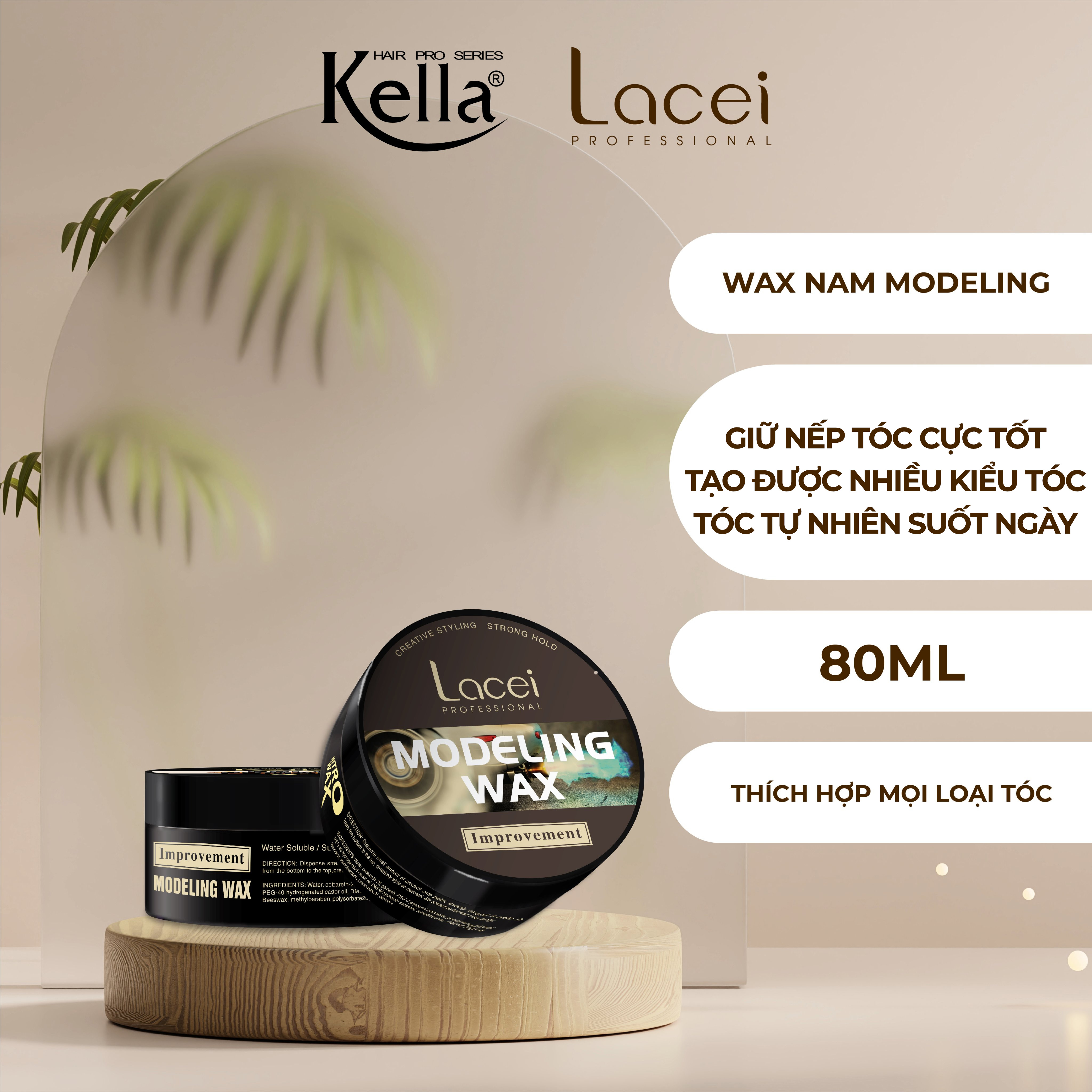 Wax vuốt tóc nam Modeling Lacei Improvement (Hũ 80ml)