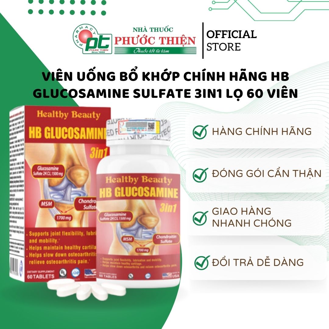 Viên uống bổ khớp HB Glucosamine sulfate 3In1 lọ 60 viên - phuocthienpharmacy