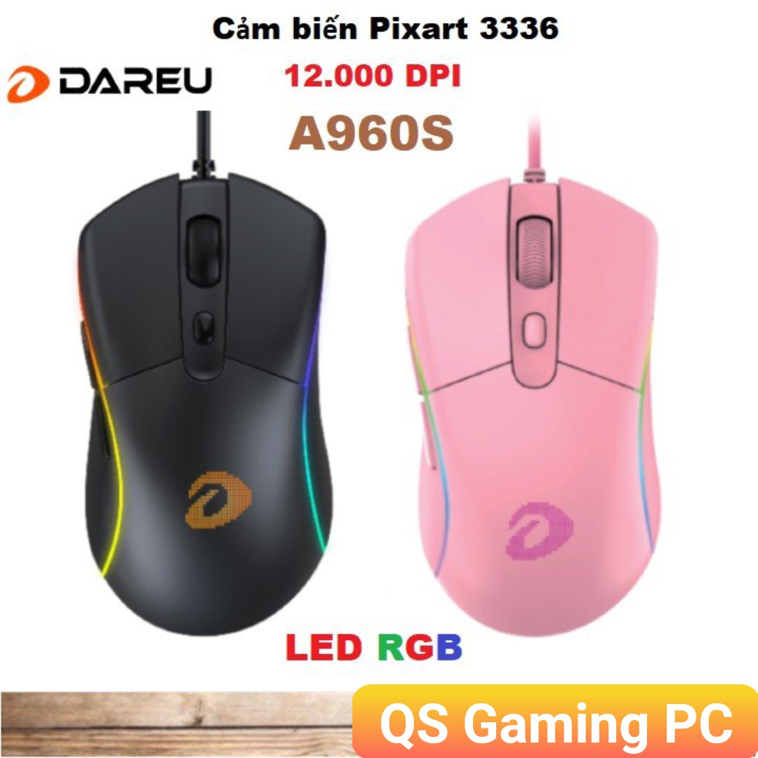 CHUỘT GAMING DAREU A960S LED RGB SIÊU NHẸ