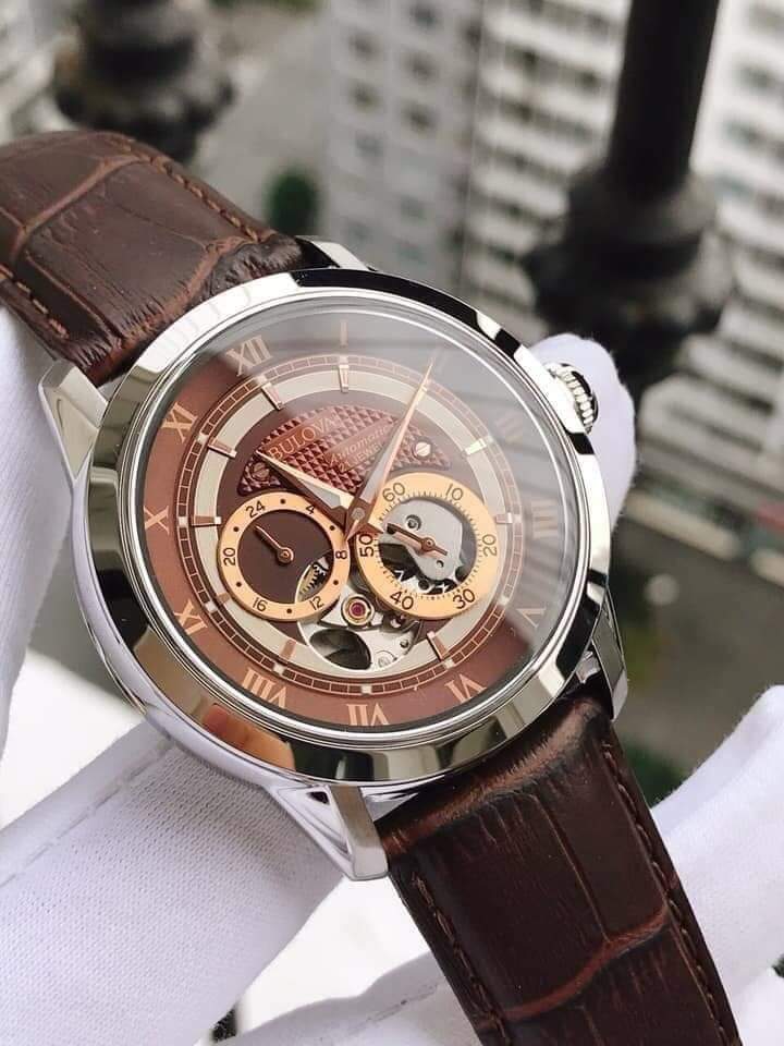 [HCM]Đồng hồ nam dây da BULOVA 96A119 AUTOMATIC CAO CẤP