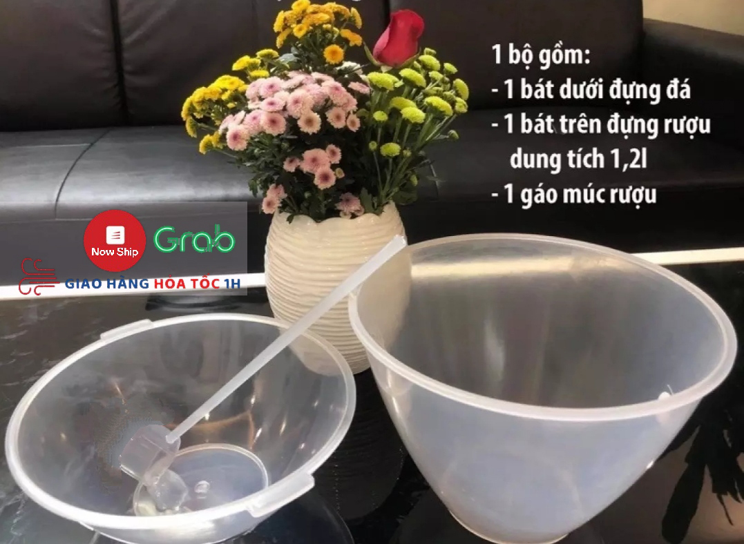 BỘ BÁT ĐỰNG RƯỢU - DỤNG CỤ ƯỚP LẠNH RƯỢU KÈM GÁO MÚC