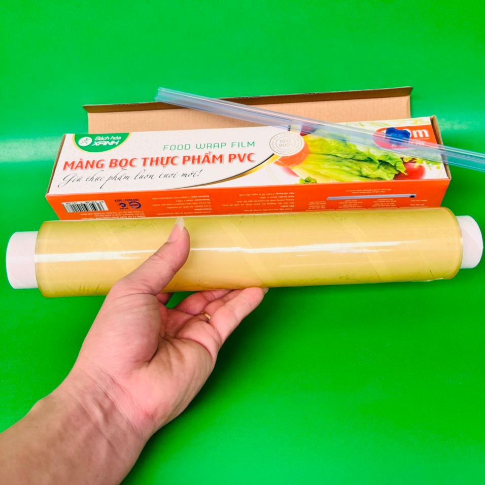 30cm x 150mm PVC food wrap roll film with Cutter use for storage, packing of all kinds of food fruit, meat, fish, etc.
