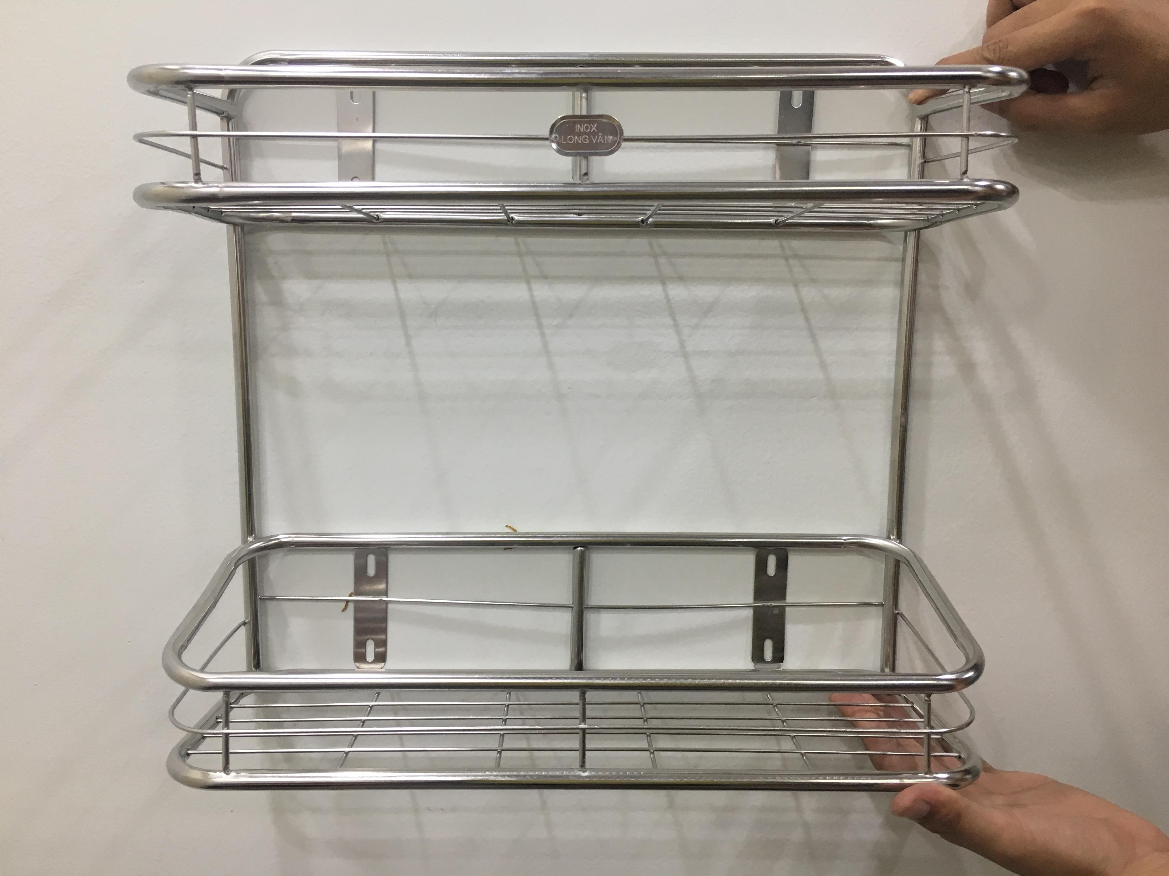 KỆ ỐNG INOX ĐỰNG GIA VỊ 2 TẦNG