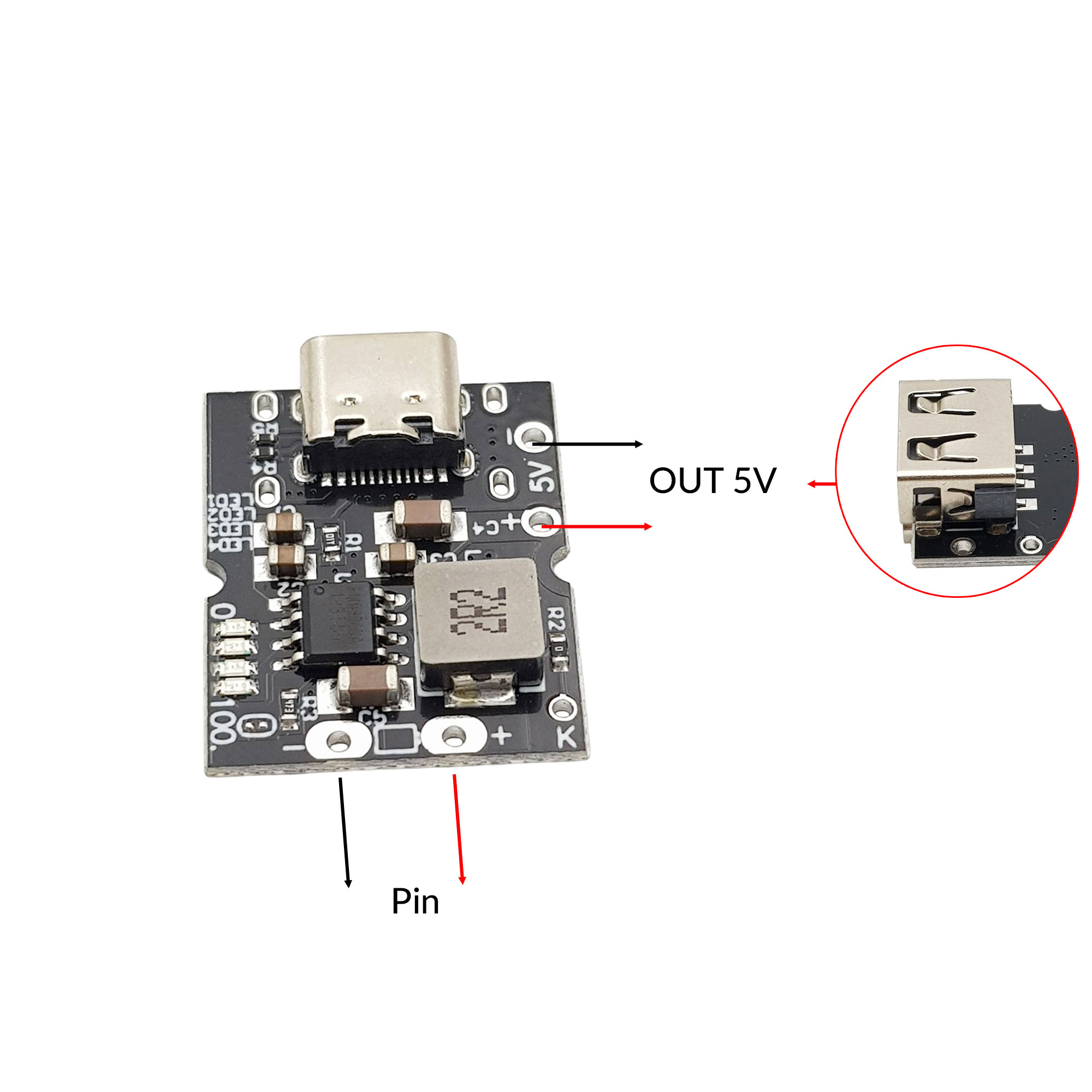 Mạch Sạc Xả Pin 18650 cổng Type C có đèn báo