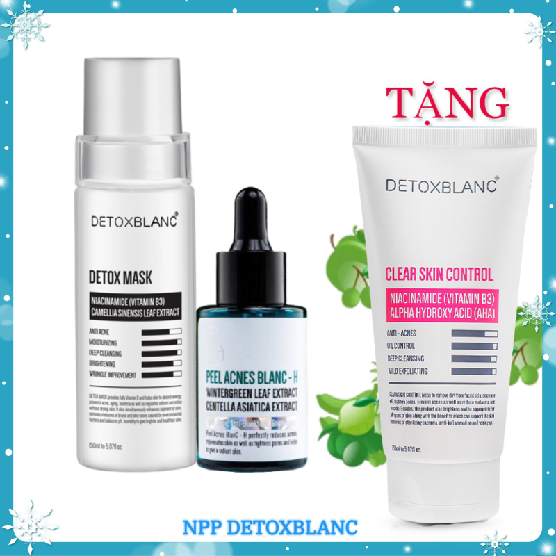 Combo loại bỏ mụn và thâm mụn Detox BlanC tặng sữa rửa mặt sinh học giá rẻ