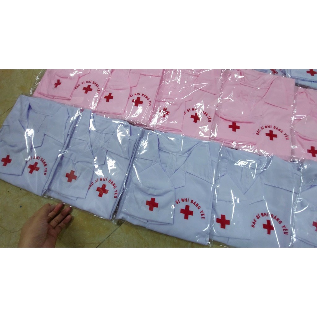 Bộ áo và mũ bác sĩ cho bé yêu tập làm bác sĩ