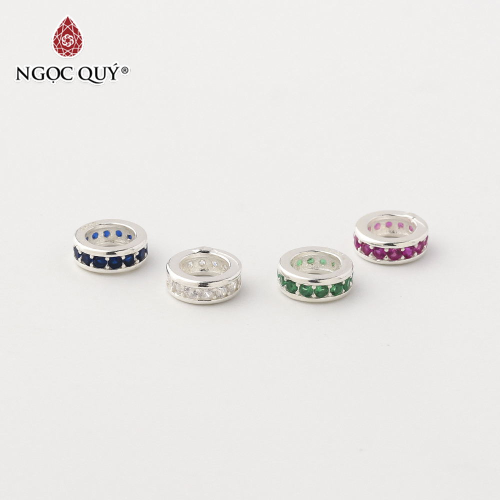 Charm bạc chặn hạt đính đá - Ngọc Quý