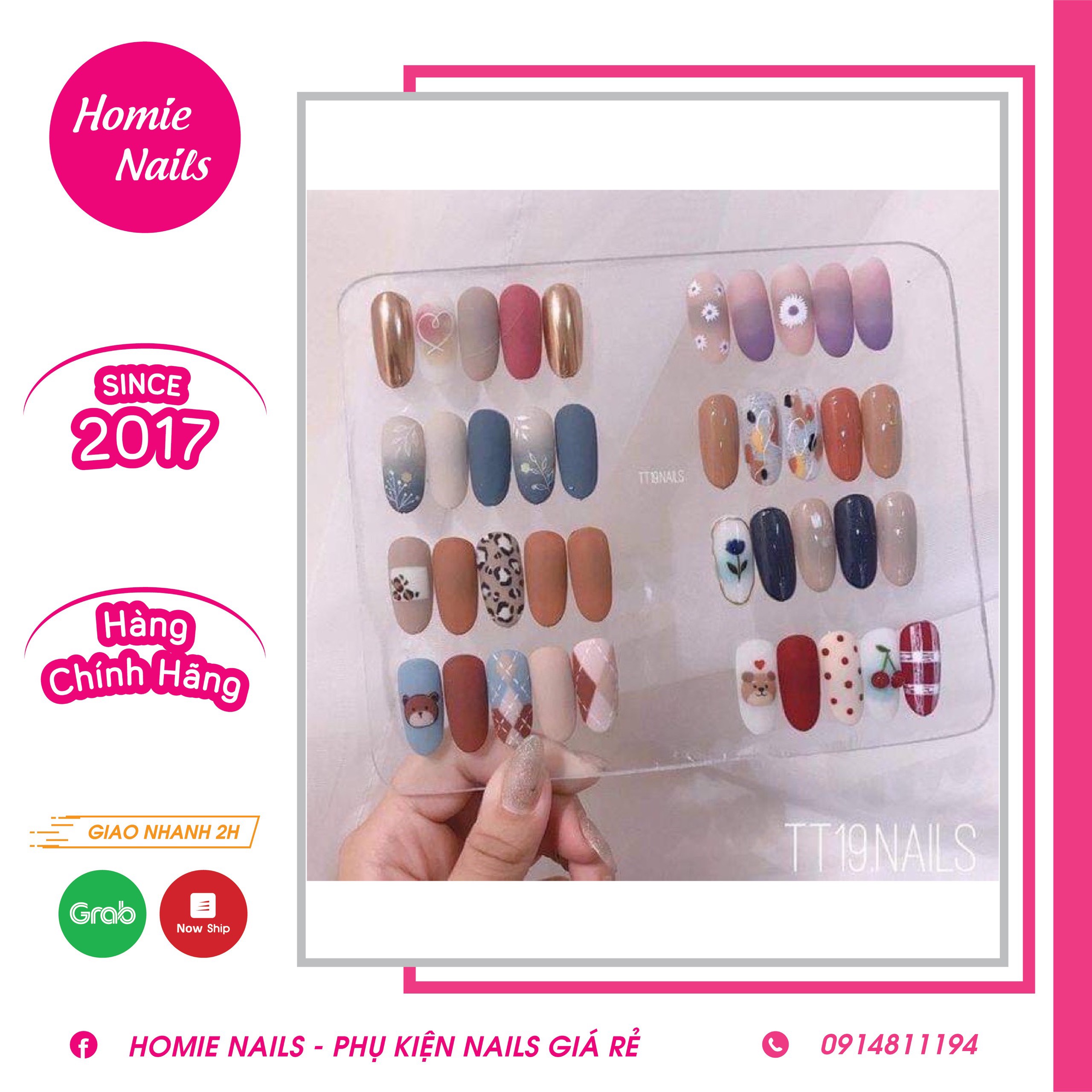 Bảng mica bo góc trưng bày móng mẫu