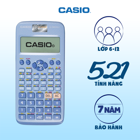 Máy tính casio fx580 vnx - màu xanh -521 chức năng, giải toán nhanh.