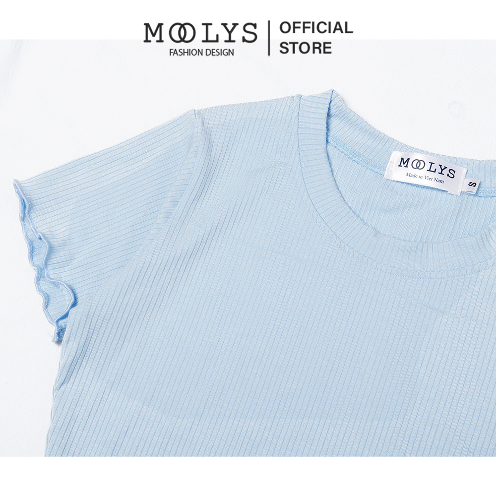 Áo crop top thun gân đơn giản, basic Moolys MC010