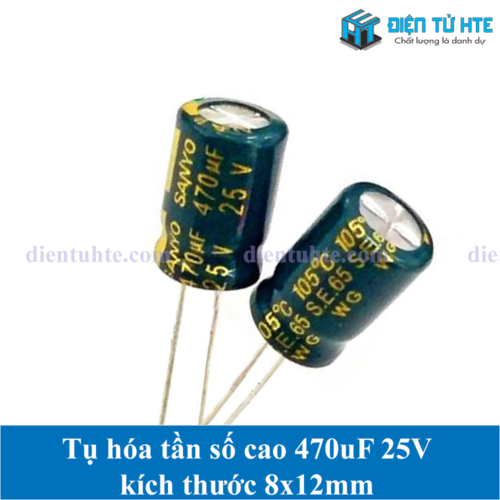 Bộ 15 Tụ hóa tần số cao 470uF 25V 8x12mm