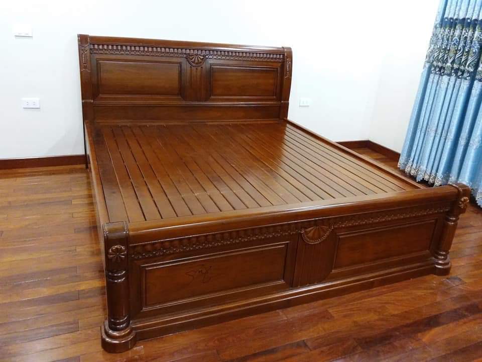 Giường gỗ - Giường chữ X gõ đỏ 2m2x2m