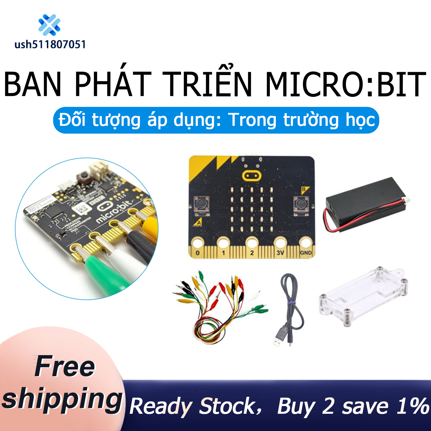 BBC Microbit Go Start Kit Micro:Bit BBC Development Board DIY Programmable Learning with Alligator Clips Test Lead Set