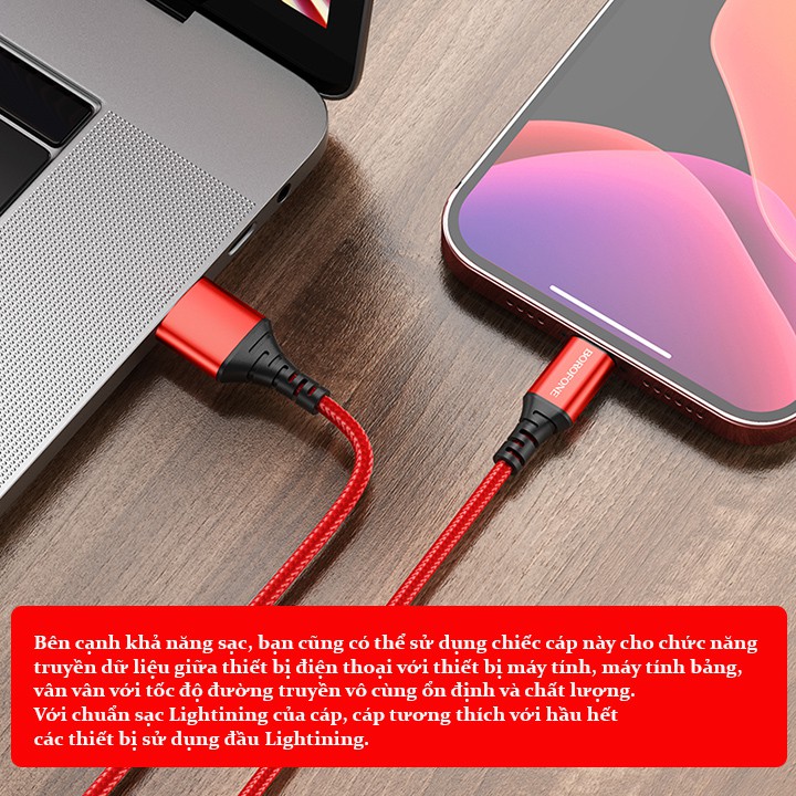Cáp sạc nhanh Borofone BX54 Lightning dành cho Iphone, Ipad