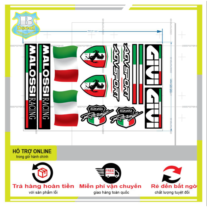 14 logo sticker cờ itali