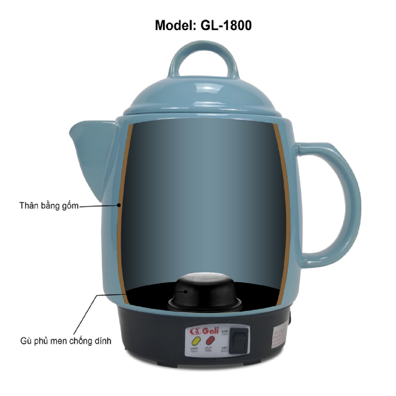 Ấm sắc thuốc Gali GL-1800 3.3 lít