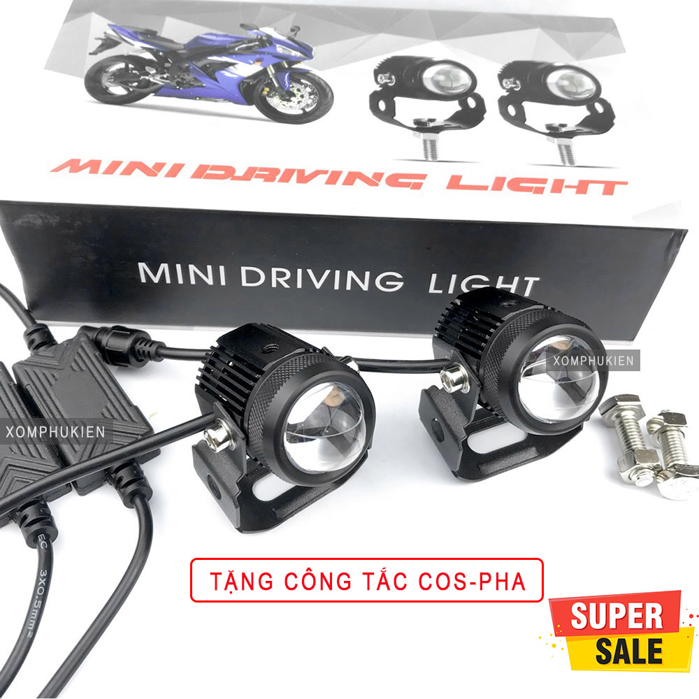 [HCM]Bộ 2 Đèn Trợ Sáng Bi Cầu Mini 2 Chế Độ Loại 1  Tặng Công Tắc Cos Pha [ 1 Đôi ]