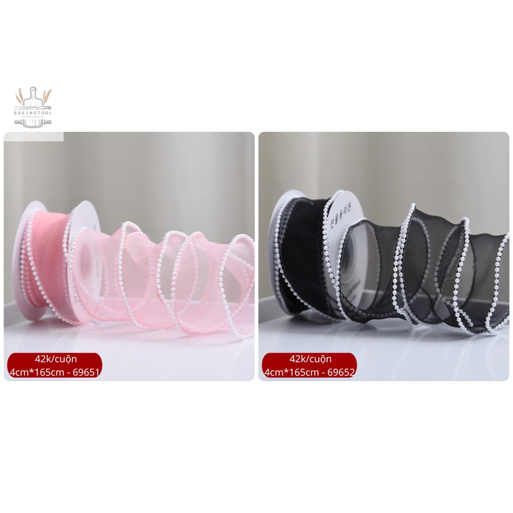 Rb Voan viền hạt khổ 4Cm màu TRẮNG(165cm)
