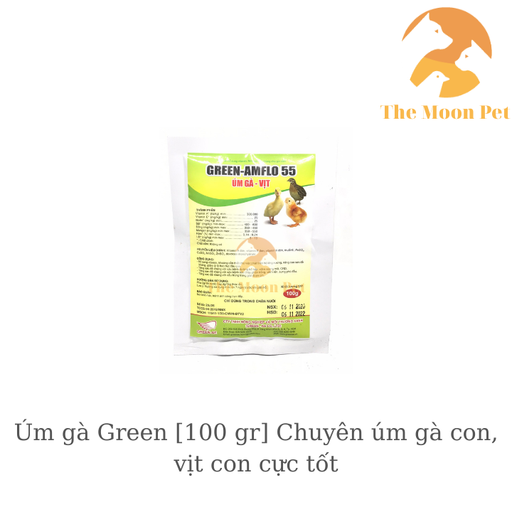 Thuốc gà đá úm Gà – Vịt con Green – Amflo 55 gói 100g