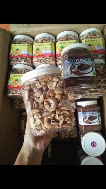 1kg Hạt Điều Rang Muối Bình Phước Vỡ Loại A Còn Vỏ Lụa