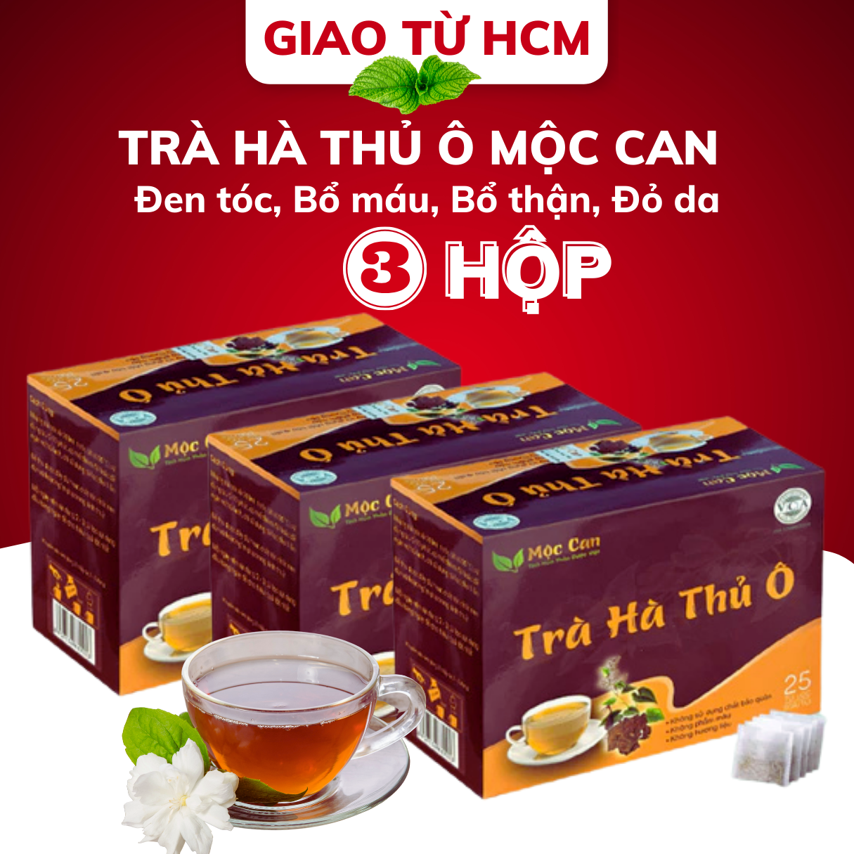 Combo 3 hộp Trà cao hà thủ ô Mộc Can xanh tóc đỏ da