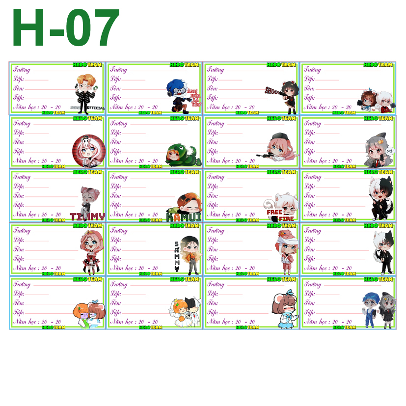 [HCM]Nhãn vở Hero Team (combo 3 set 60 nhãn vở)