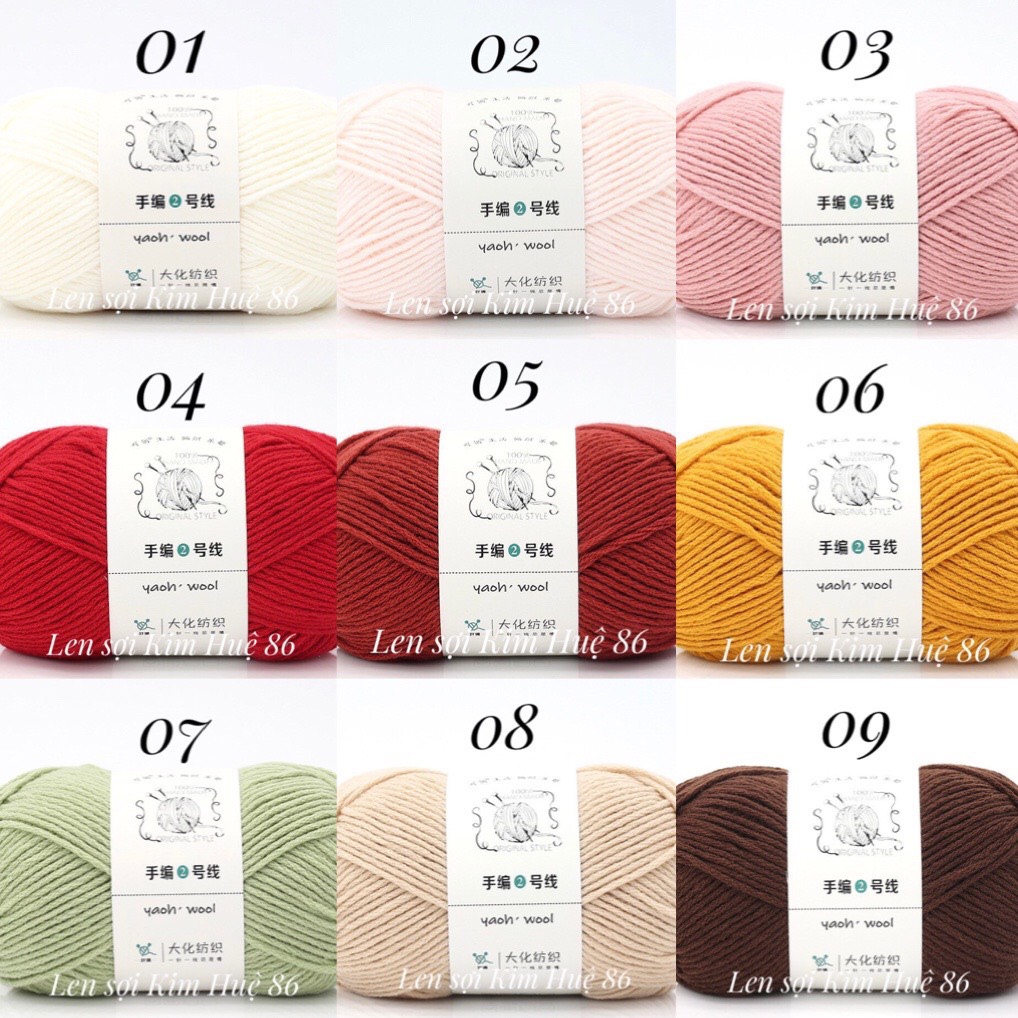 Len Yaoh Wool sợi to 3mm cuộn 100g