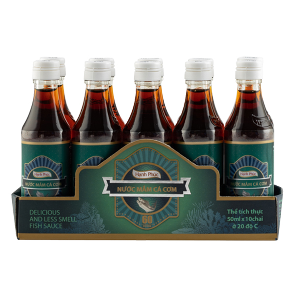 Nước Mắm Cá Cơm Hạnh Phúc 60 độ đạm - Lốc (50ml x10 chai)