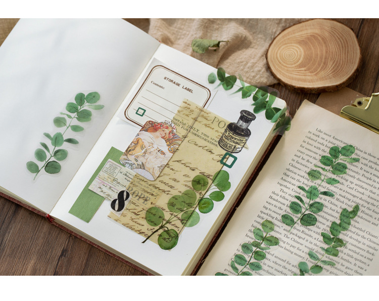 Gói 40 sticker dạng PET hoa lá cỏ