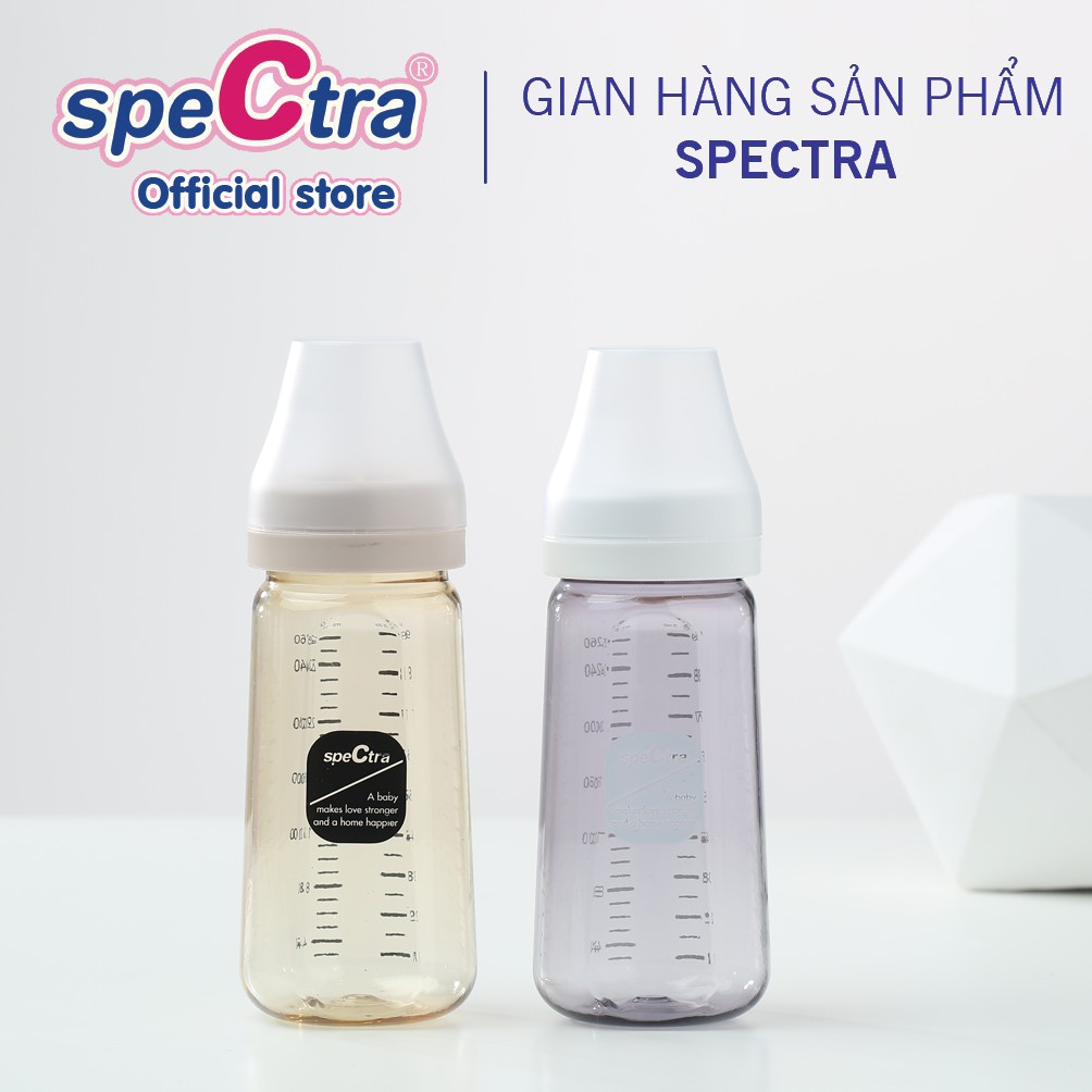 Bình Sữa Cổ Rộng PPSU Spectra - 260ml, Lỗ Khí Kép Chống Đầy Hơi, Hàng Chính Hãng (Size M/ L/ XL)