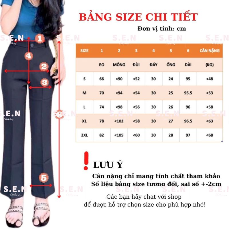 Quần tây ống loe nhẹ big size S-2XL
