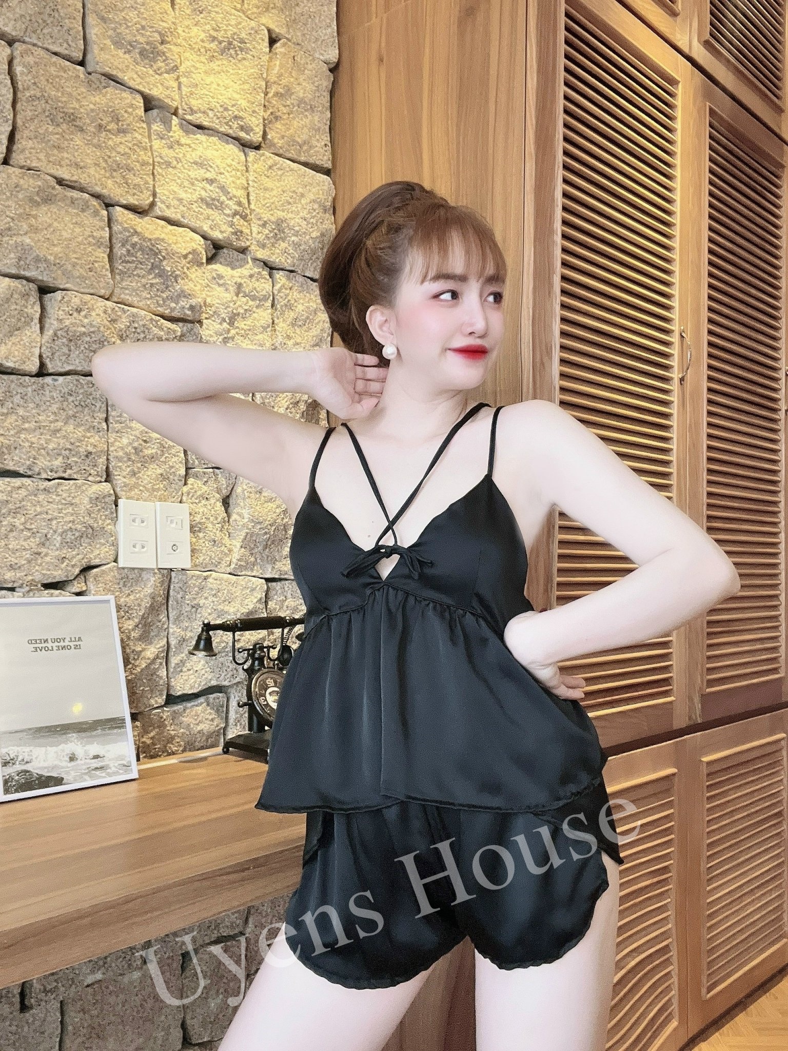 [SIZE 40-65KG] Bộ ngủ 2 dây có mút ngực chất satin mềm mịn